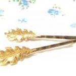 Small Gold Leaf Bobby Pins..